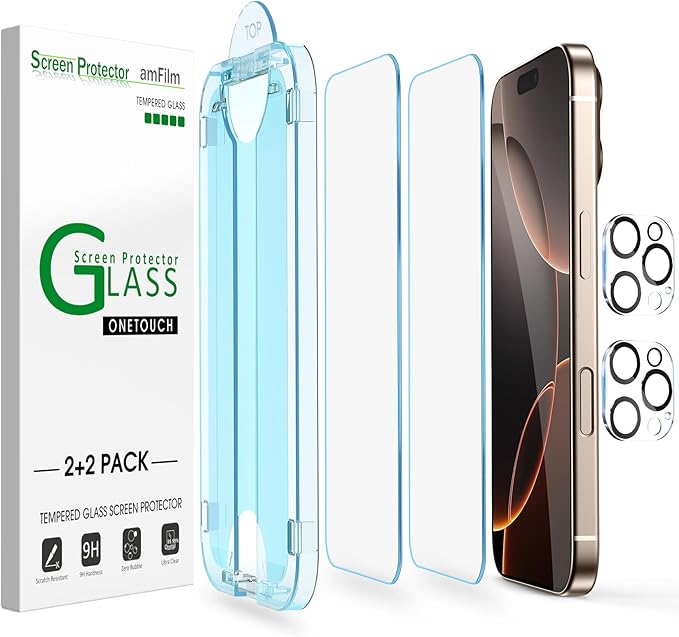 amFilm-Auto-Alignment-OneTouch-for-iPhone-16-Pro-Max-6.9-inch-Screen-Protector-Camera-Lens-Protector